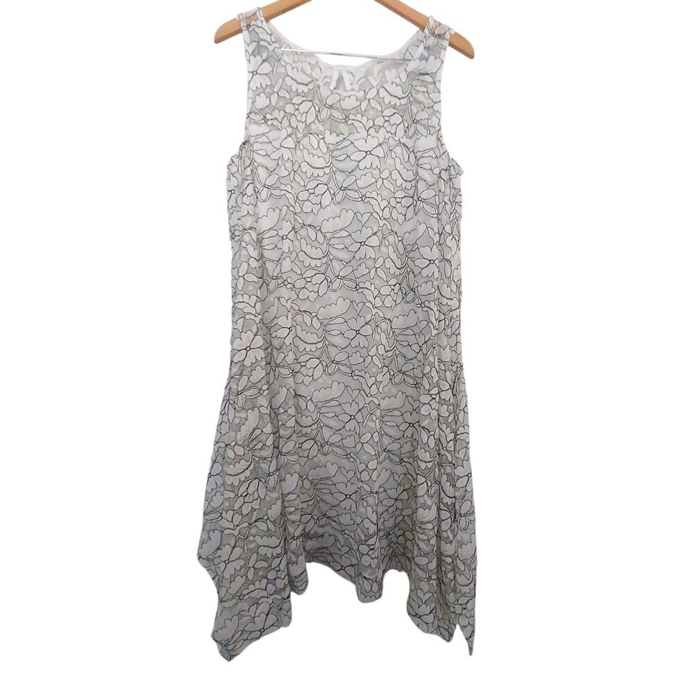 Signature Robbie Bee Midi Dress 2X Sleeveless White With Lace Overlay Sharkbite